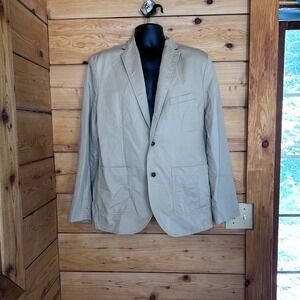 Linen Cotton Blazer Mens Large Beige Tan Summer Sport Coat Old Money H&M